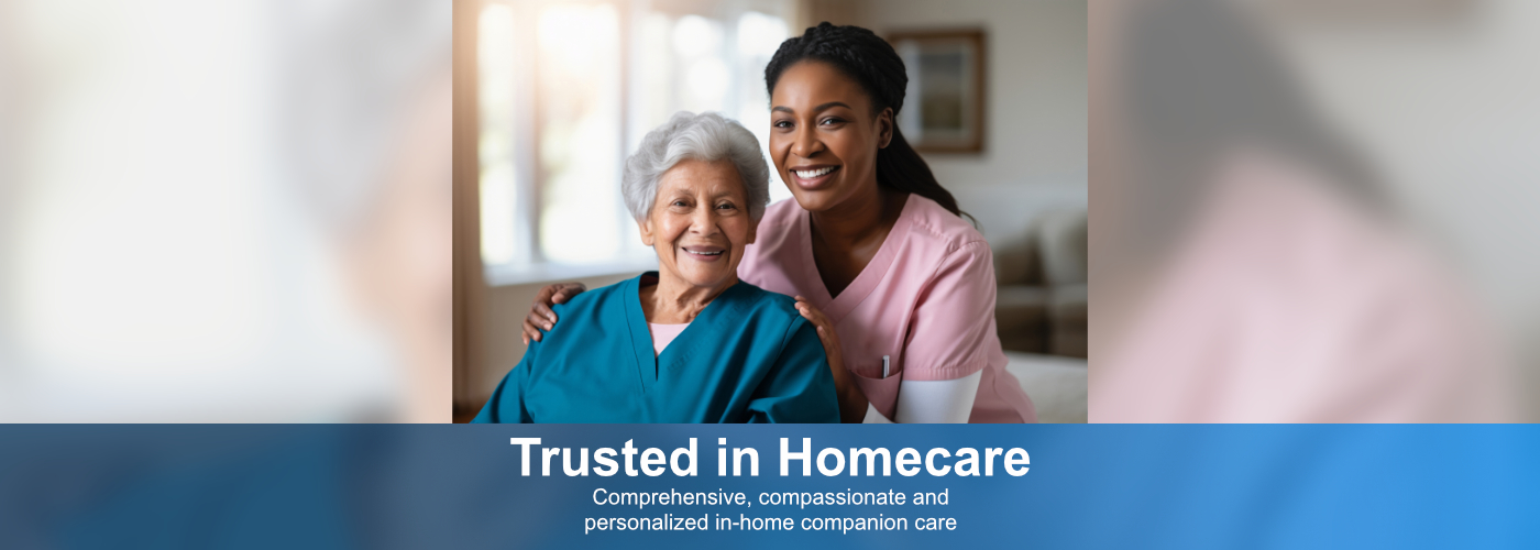 Compassionate caregiver with senior